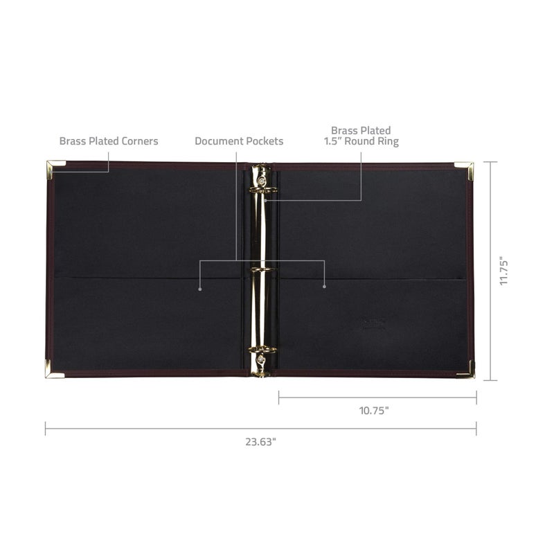 Samsill Classic Collection Leather 3 Ring Binder, Executive Presentation Portfolio, 1.5 Inch (Holds 325 Sheets), Brass Round Ring, Burgundy - Image 4